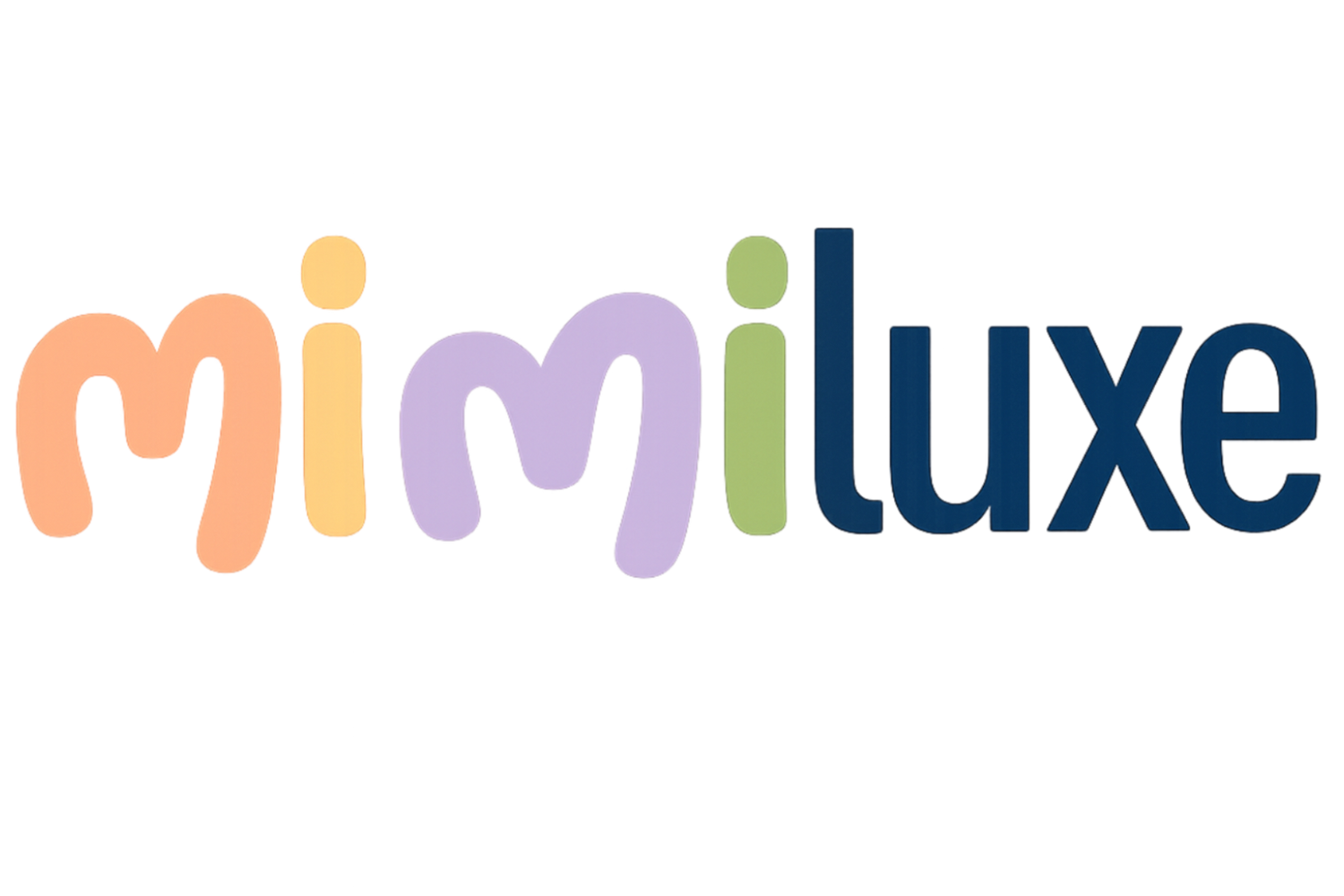 Colorful logo of mimiluxe skin safe and  certified baby assential on a white background